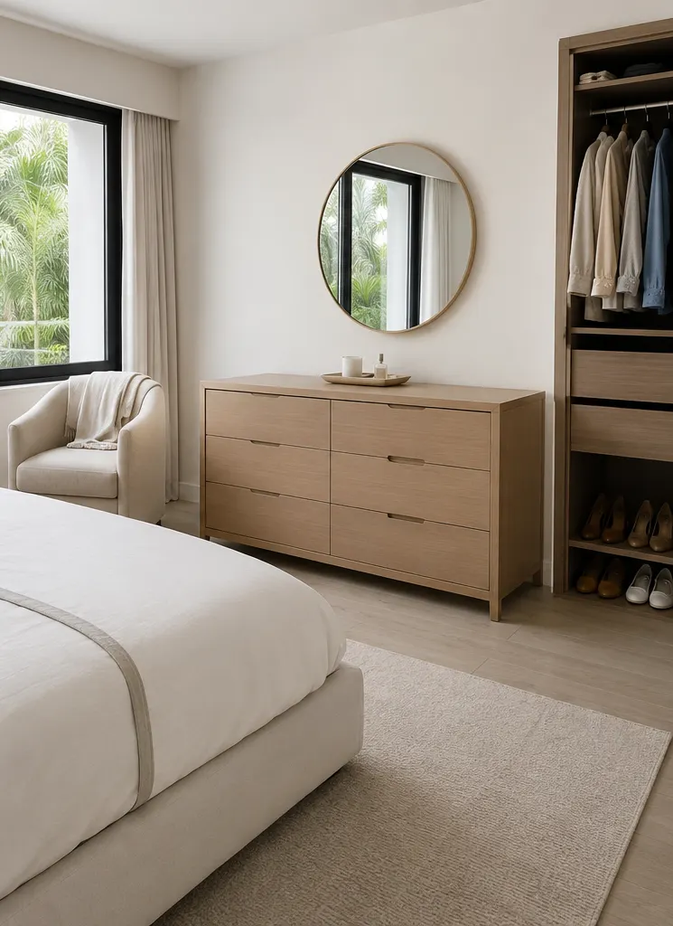 Calm organized bedroom after the reset