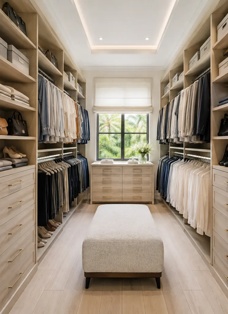 Primary closet with boutique-style order after organizing