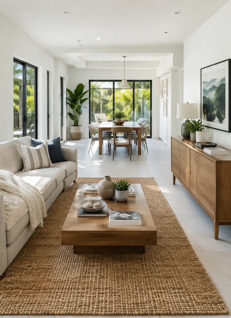 Fully set-up living room after unpacking service